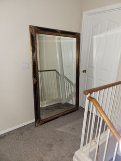 Huge mirror gold glit black crackle