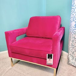 Hot Pink Velvet Accent Chair 