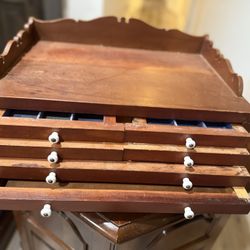 Antique Handcrafted Wooden Jewelry Box 