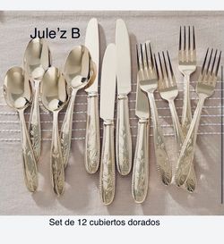Princess House Set De 12 Cubiertos Dorados Nuevos En Su Caja