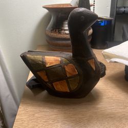 Wooden Duck W/ Shell Incasing . 