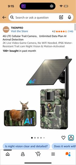 4G LTE Cellular Trail Camera with Solar Panel – New Sealed