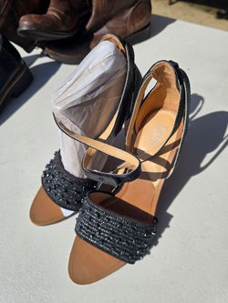 New Franco Sarto Black Open Toe Heels