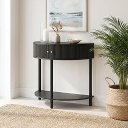 Homy Casa Saint Wave Pattern Demi Lune Console Table 31.5 Inch Storage Table Open Box