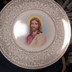 Vintage  Jesus Hand Decorated In 22 Karat Gold Plate