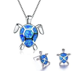Blue Fire Opal Necklace Earring Set