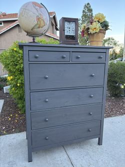 Gray Solid Wood Hemnes Dresser Chest of Drawers Furniture Great Condition 