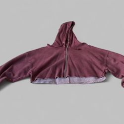 Cropped Zip-Up Hoodie and Sweatpants Set Burgundy