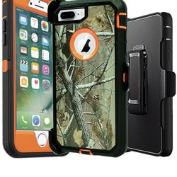 For iPhone 7 / 7 Plus iPhone 8 / 8 Plus Orange Tree  Camouflage Belt Clip Case