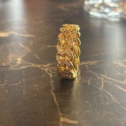 Mossainite and gold plated Cuban ring