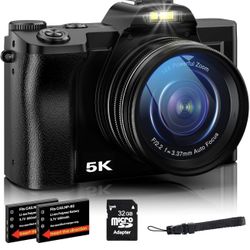 5K Digital Camera WiFi Autofocus Vlogging Camera for YouTube 48MP Camera for Photography and Video, 3.5" Screen Travel Camera with UV Filter, Anti-Sha
