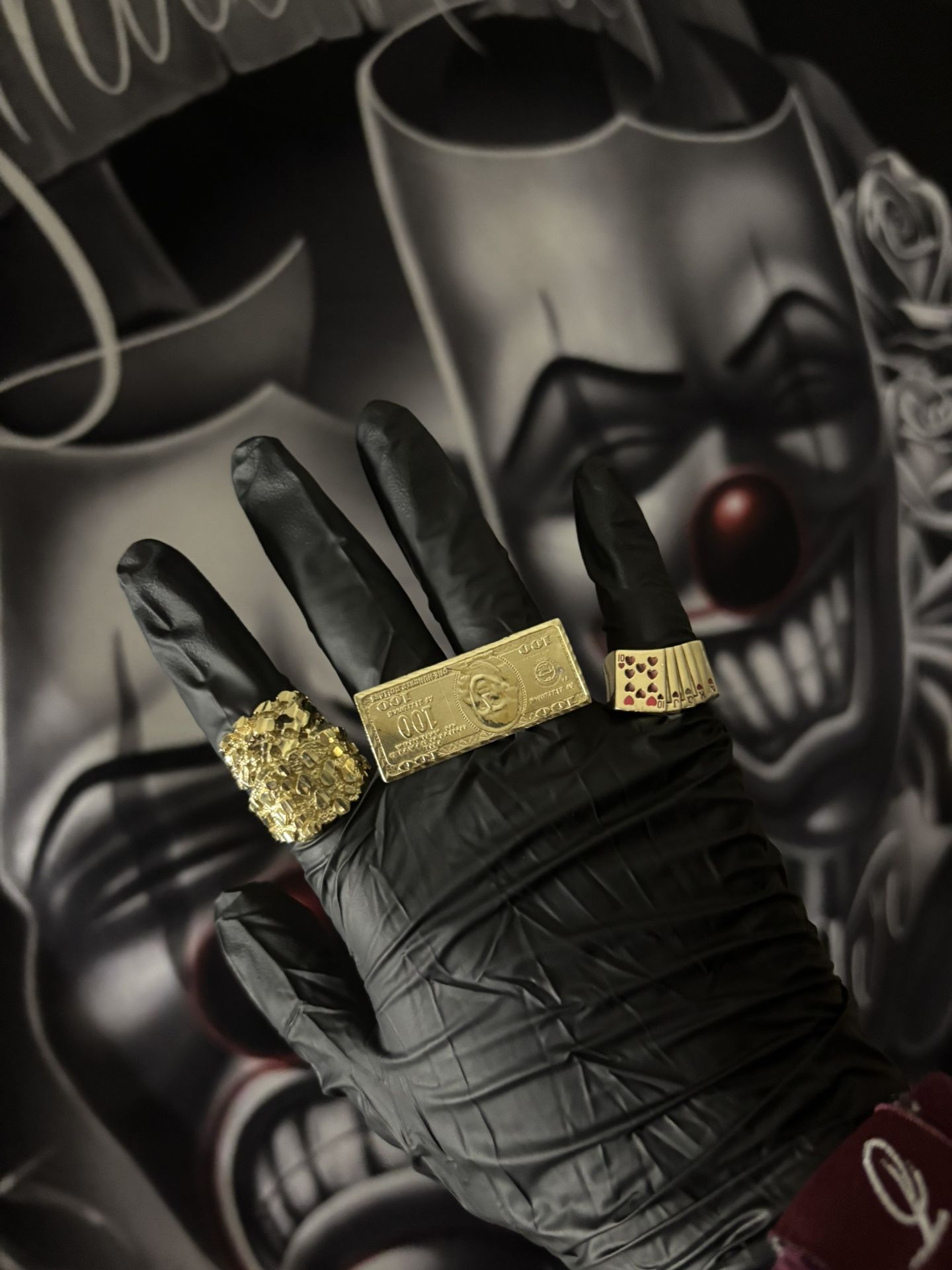 Two Finger Gold 100 Dollar Ring And Nugget Ring