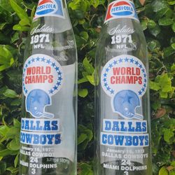 1972 Vintage Pepsi Bottles  COWBOYS.