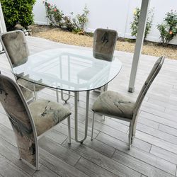 Beautiful Launch Table For Dinning 4 Chairs One Table Glass Indoor And Outdoor