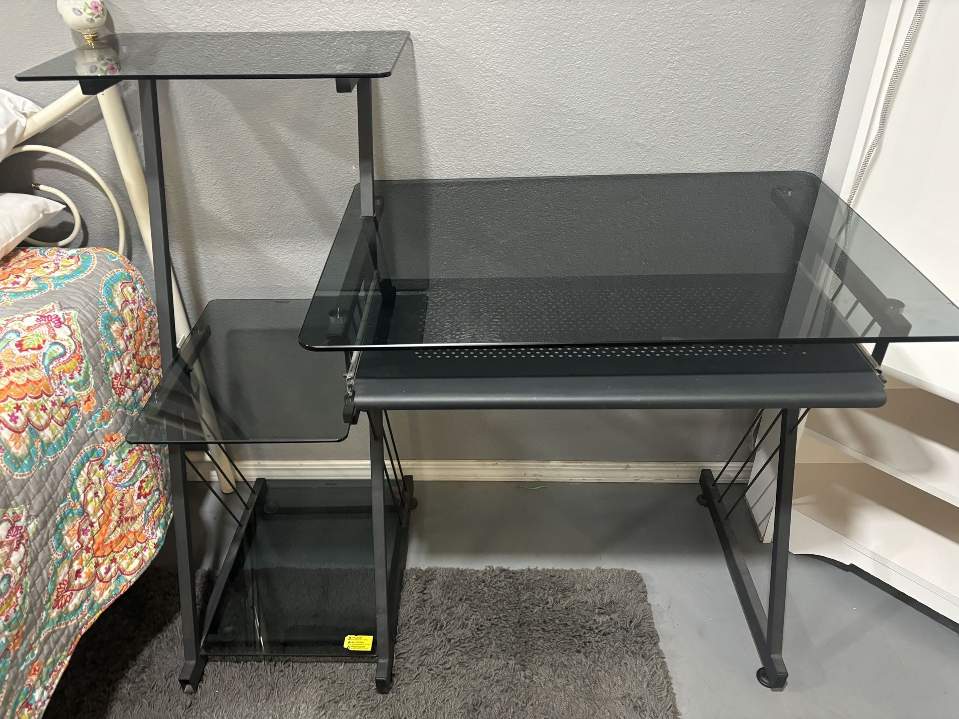 Brenton Studio® Limble 46"W Glass Computer Desk, Black