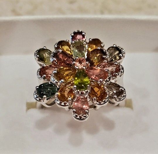 Brand New Genuine 3.60ctw Multi Tourmaline. Size 7.
