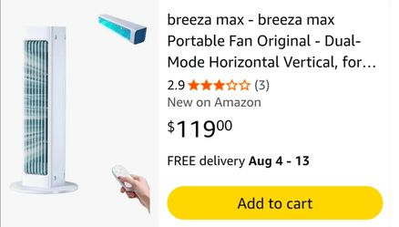 breeza max - breeza max Portable Fan Original - Dual-Mode Horizontal Vertical, for Bedroom Office (White,1PCS)