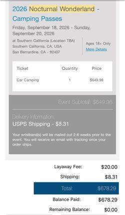Nocturnal Wonderland Car Camping Pass