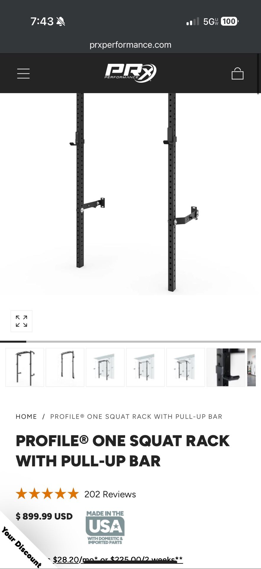 PRX PRO FOLDING SQUAT RACK + BAR + BENCH 