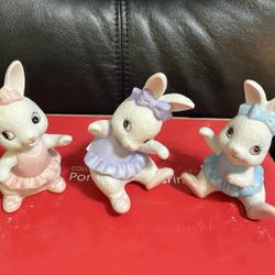 Homco Home Interiors Rabbits  Set Of 3