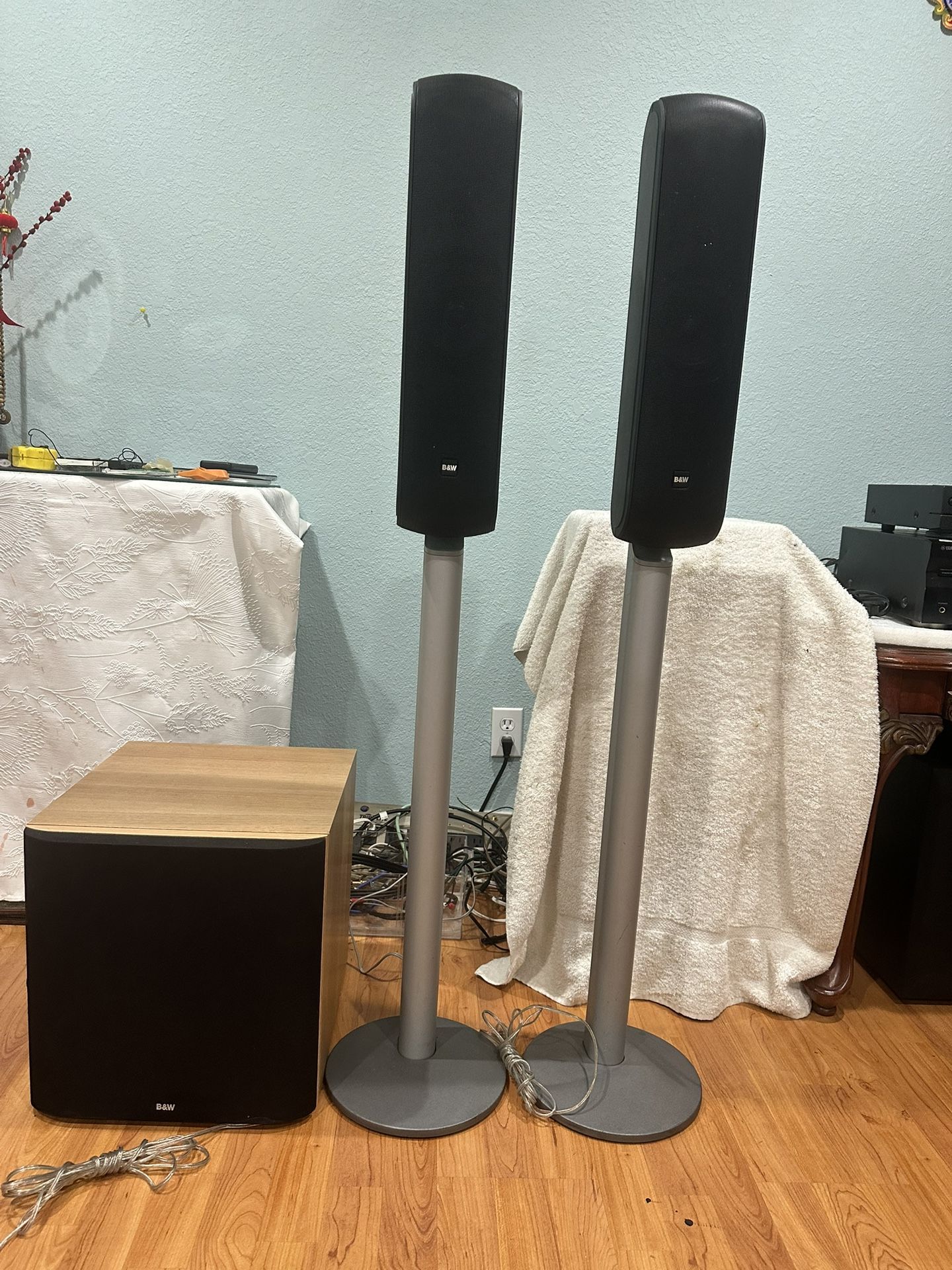 Pair Bowers & Wilkins B&W VM1 Speakers and ASW 600 Powered Subwoofer