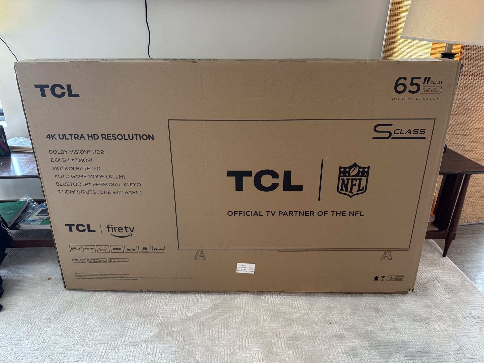 TCL 65 inch Roku Fire Stick TV. With Mount.