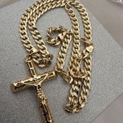 Gold Filled Chain With Big Cross Pendant