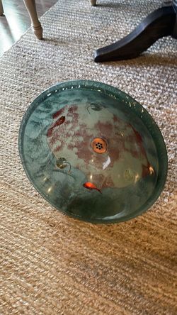 Round Glass Vessel Sink with Koi Fish Design 18” wide 5” tall or deep