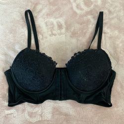 Black Lace Balconette Bra With Adjustable Straps
