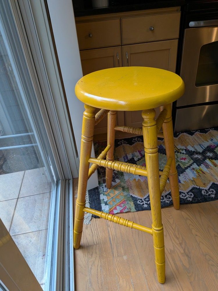 Yellow Wooden Stool