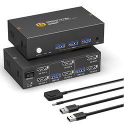 New 8K KVM Switch Dual Monitor with USB3.0 Ports for 2 PCs Share USB Devices