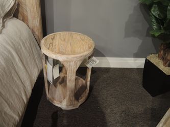 Perennial Home Blanco 1 Shelf Chairside End Table - Natural White | Armchair