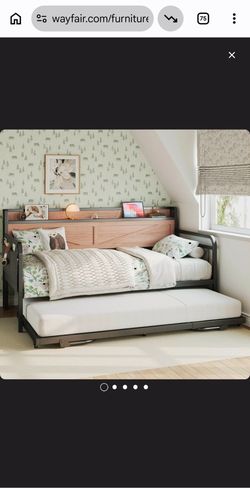 Twin Daybed with Pop Up Trundle, Built-in Charging and Storage, Strong Metal Support