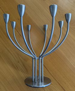 Vintage IKEA Brushed Stainless Steel 8-Candle Candelabra - K. Hagberg/M. Hogberg Design