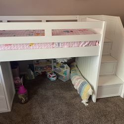 Twin Bed- Loft Bed With Attached Desk And Dresser