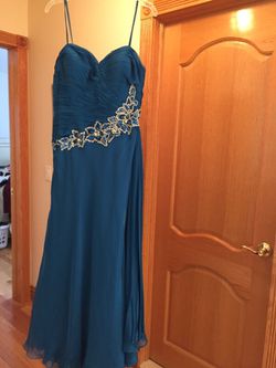 Blue long dress with rhinestones
