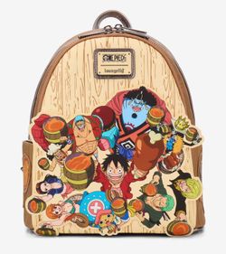 Loungefly One Piece Group Portrait Wood Grain Mini Backpack