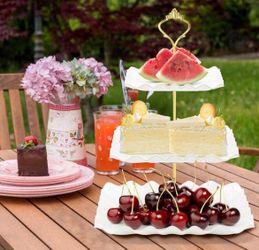2 pcs stand and one tray dessert stand snack , food storage , party , family dinner