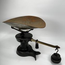 Antique Fairbanks Type Iron Brass Crow Foot Scale Agriculture With Weights CLEAN