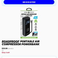 Portable Air Compressor, Black, Power Bank 