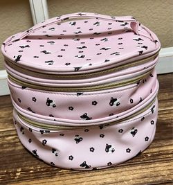Makeup Bag- UnderOneSky- 3 compartments -pink dog print