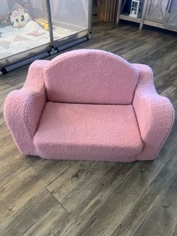 Pink Sherpa Toddler Flip Sofa