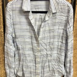Classic CLOTH & STONE White & Blue Striped long Sleeve Button Down Shirt.