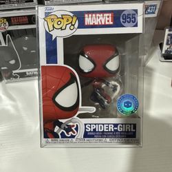 Funko Pop! Marvel Spider-Girl #955 bobble-head figure, which is a Pop in a Box (PIAB) exclusive edition. 