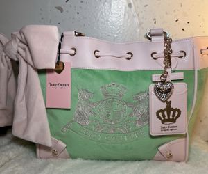 Juicy Couture Classic Scottie Dogs Tote Retro Green Powder Pink