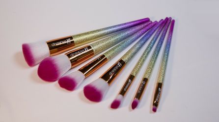 7pcs pink glitter makeup brush set