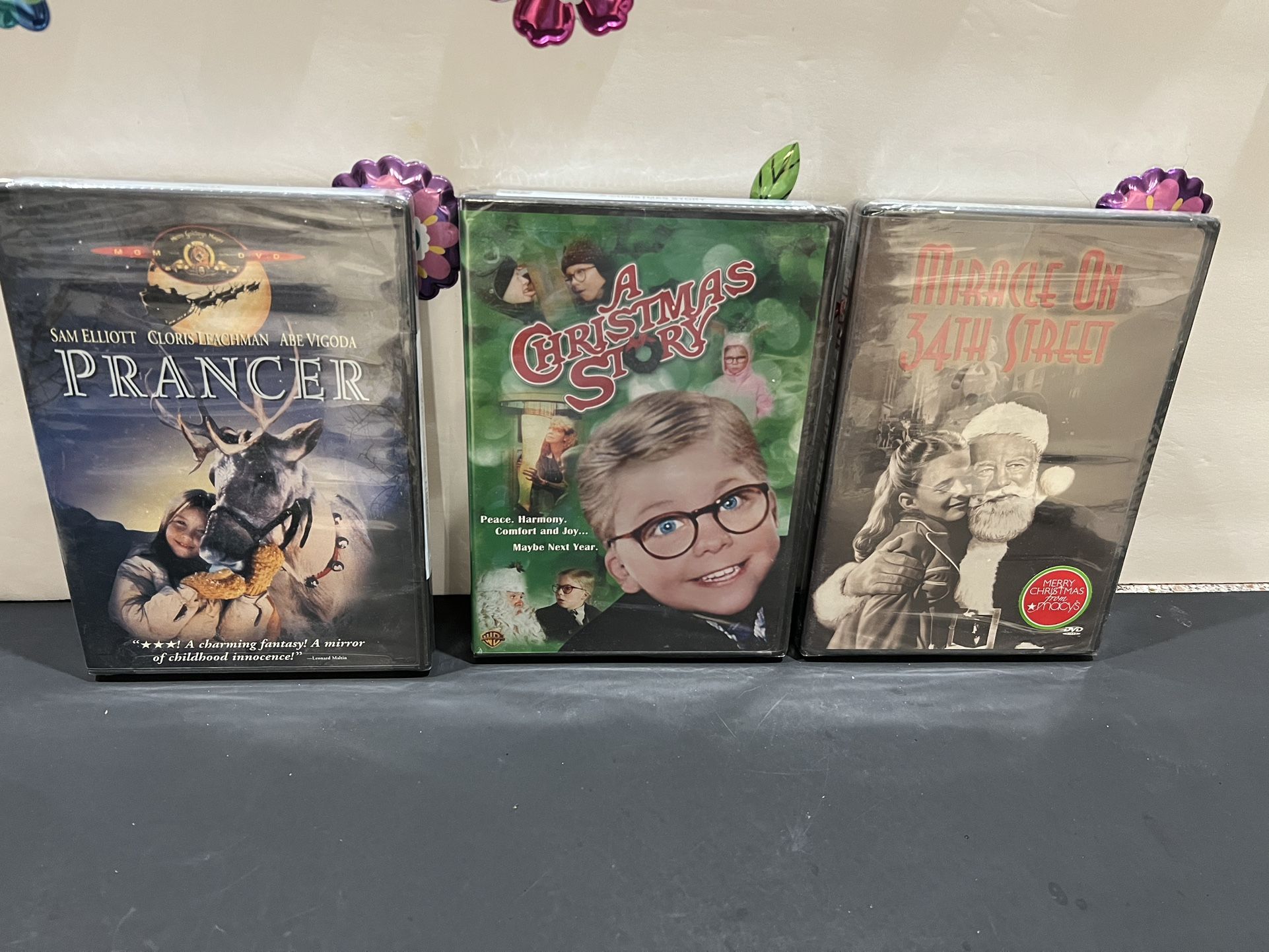 HOLIDAY DVD’s - PRANCER, A CHRISTMAS STORY & MIRACLE ON 34TH STREET - ALL NEW AND SEALED- $5.00 each