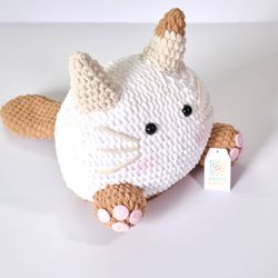 Large Crochet Marshmallow Cat Plush - 