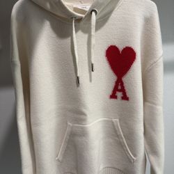 ami alexandre mattiussi Off-White Wool Pullover Hoodie Red Heart Logo UNI men 