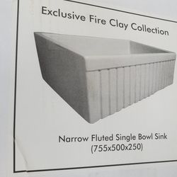 Narrow FLUTTED single Bow Sink New in Box